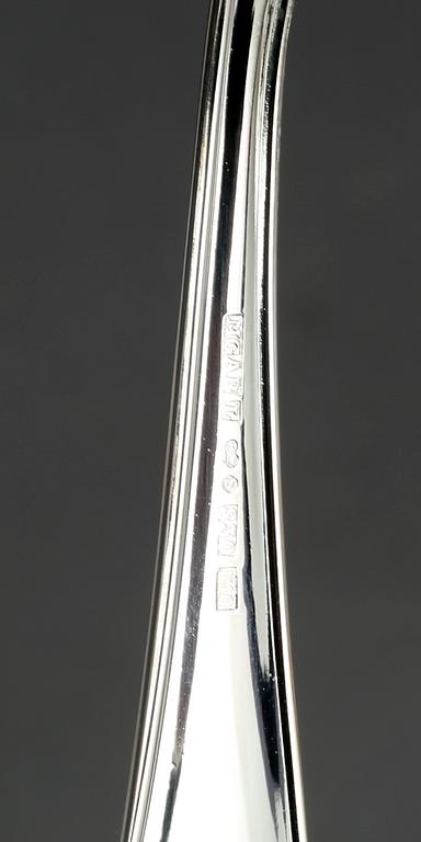 PARTI SILVER, 60 delar, inklusive 5 uppsättningar kaffeskedar, majoriteten Lidköping, mitten 1900-talets. Vikt ca 821 g.