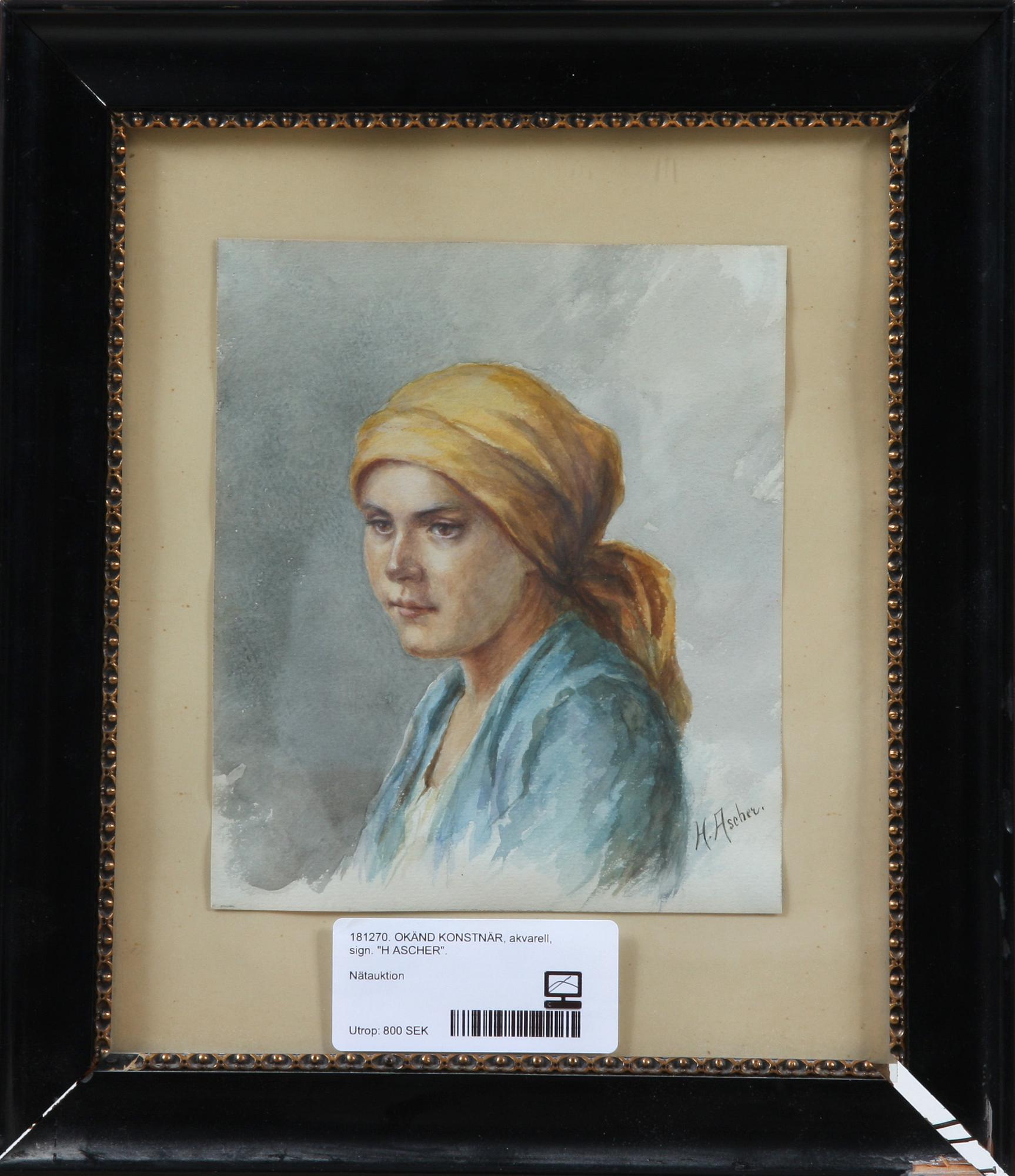 OKÄND KONSTNÄR, akvarell, sign. "H ASCHER".
