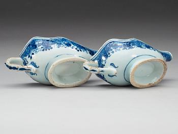 A pair of blue and white sauce boats, Qing dynasty, Qianlong (1736-95).