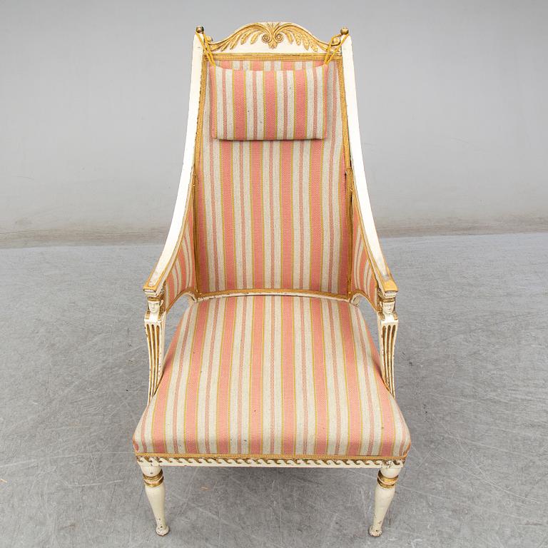 A late Gustavian armchair, attributed to Ephraim Ståhl, circa 1800.