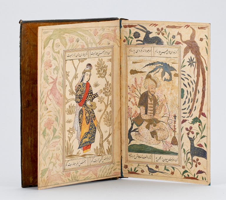 OKÄND KONSTNÄR, mapp med 6 gouacher, persien. 1800-tal.