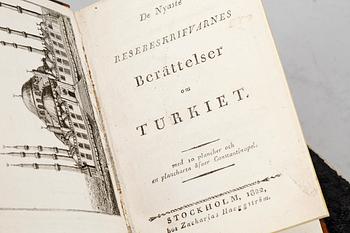 BÖCKER OM TURKIET, 2 vol, främst "Turkiska nationens seder, bruk och klädedräkter" av Joh. Hedborg, Stockholm 1839.