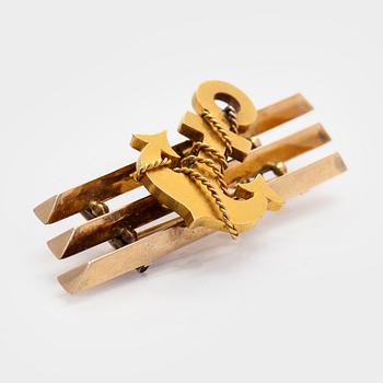 Brooch, 14K (56) gold, Moscow, second half of the 19th century.