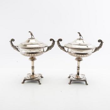 Berndt Erlandsson strösockerskålar ett par Empire-stil silver Karlskrona 1912.