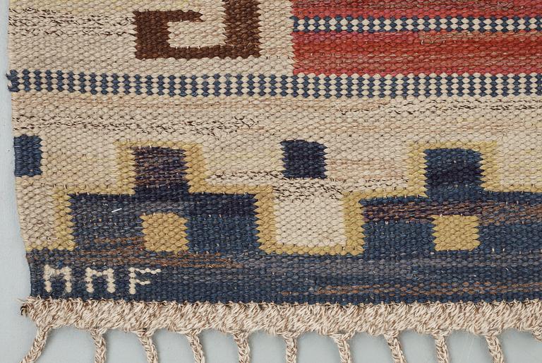 CARPET. "Blå heden". Rölakan (Flat weave). 347,5 x 255,5 cm. Signed MMF (Märta Måås-Fjetterström).