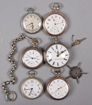HERRFICKUR, 6 st, mest silver, tidigt 1800-tal till 1900-tal. Bla Wallerius Norrköping.