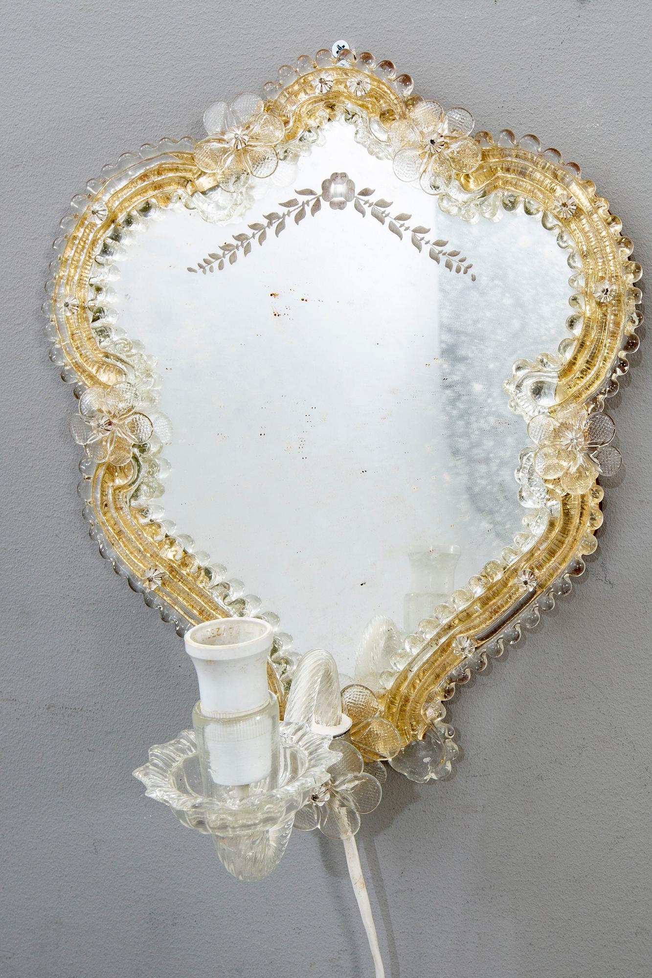 Vägglampetter, 2 st, snarlika, Murano, Vending, 1900-talets mitt.