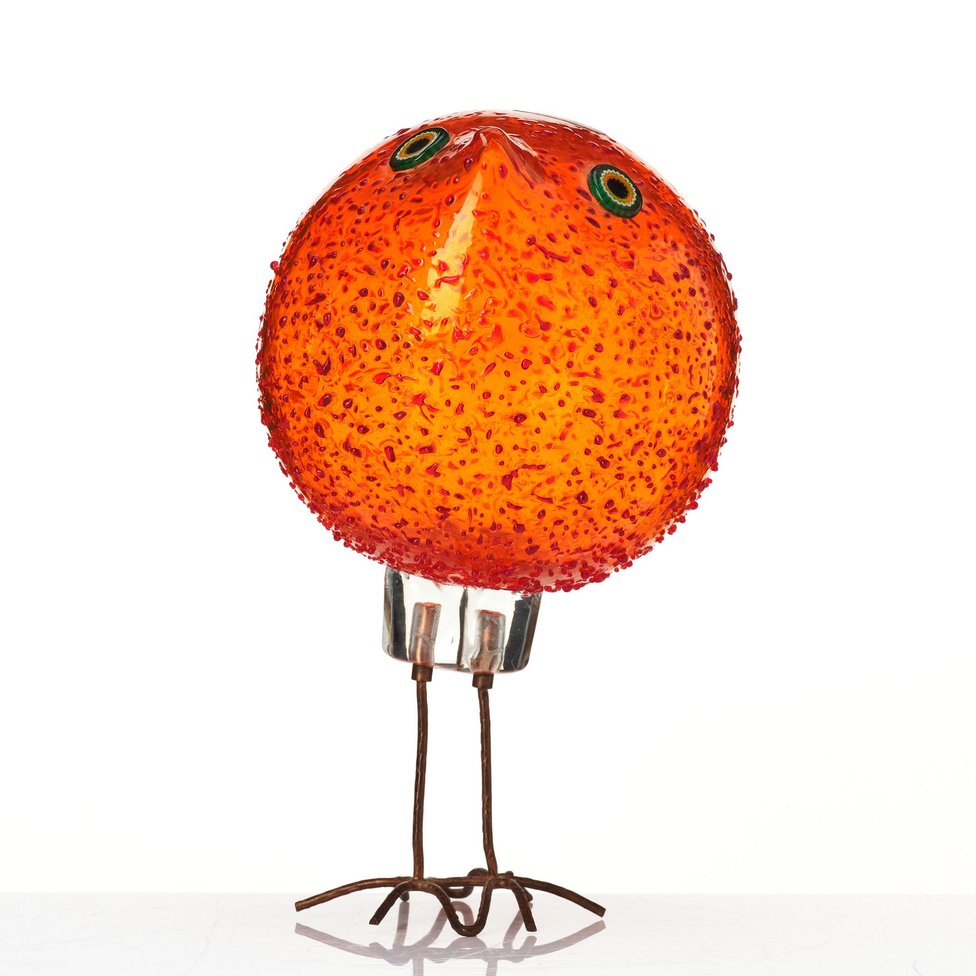 Alessandro Pianon, a 'Pulcino' glass sculpture of a bird, Vistosi, Murano Italy 1960s.