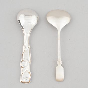 Two Swedish silver spoons, 1982 & 1983, Heinz Decker and Rolf Karlsson respectively, GAB Eskilstuna.