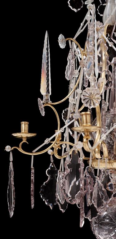 A Swedish Rococo 18th century six-light chandelier.