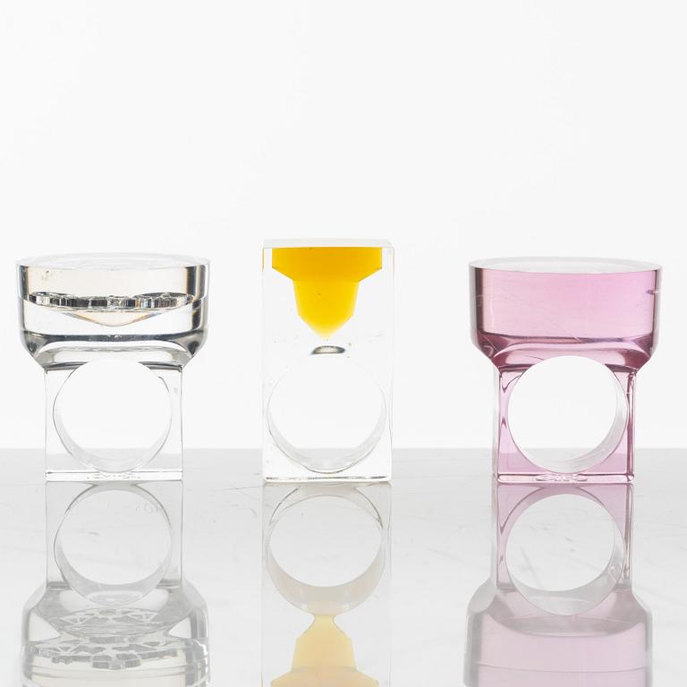 Siv Lagerström, three acrylic plastic rings, 1970s.