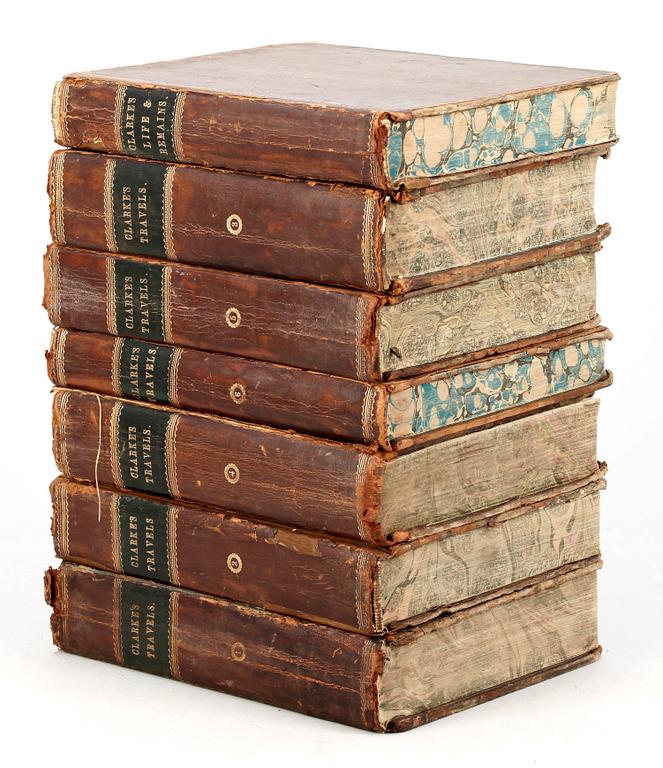 BOKVERK, 6 vol, "Travels in Various Countries of Europe Asia and Africa" av E.D. Clarke, London 1810-19.