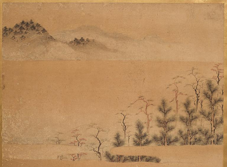 A Japanese six fold screen, Edo period (1603-1868).