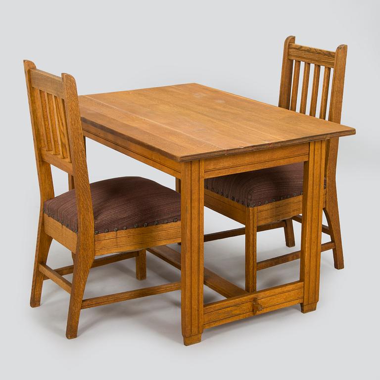 Louis Sparre, A table and two chairs for Aktiebolaget Iris, Borgå around 1900.