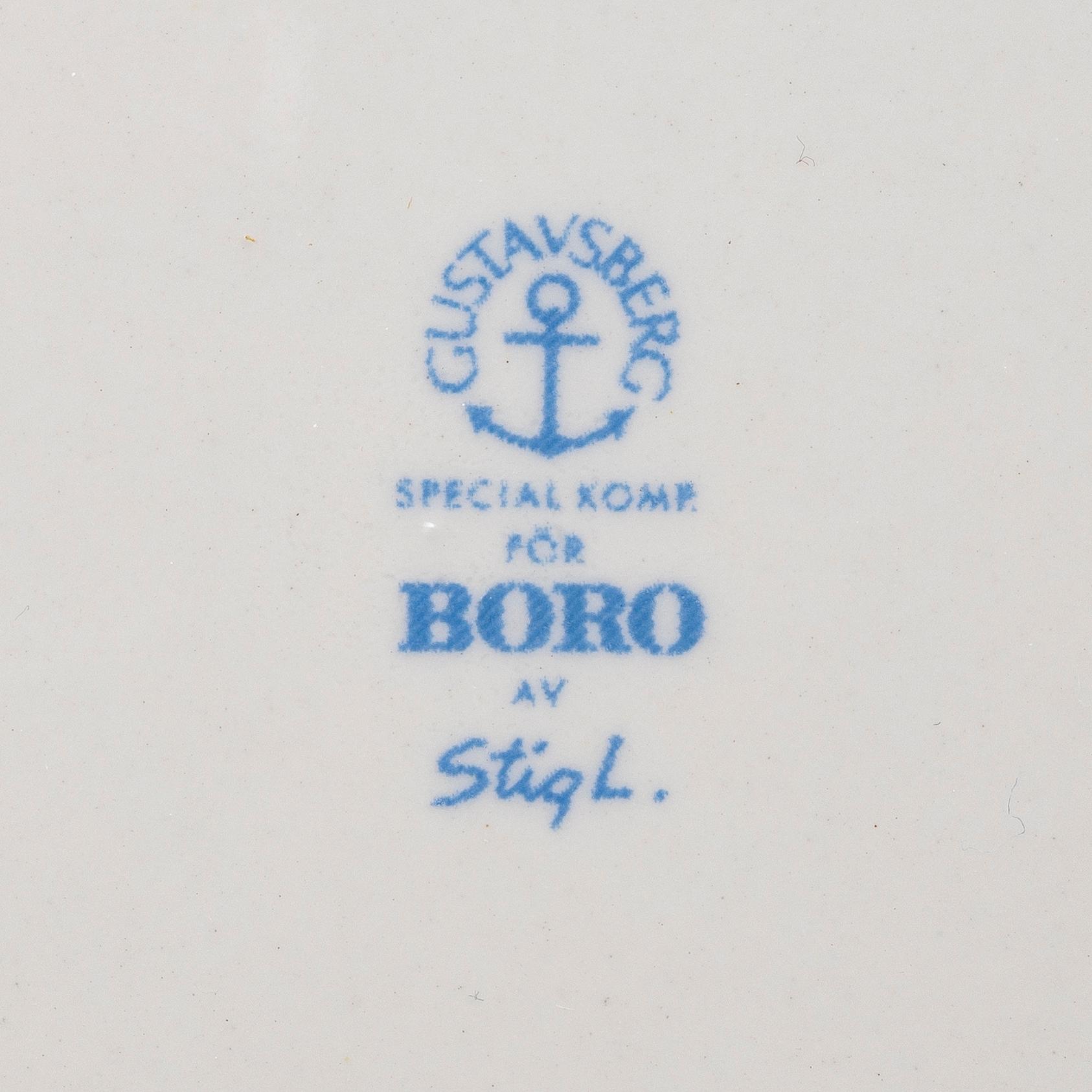 Stig Lindberg, tallrikar, 22 st, "Boro", Gustavsberg.