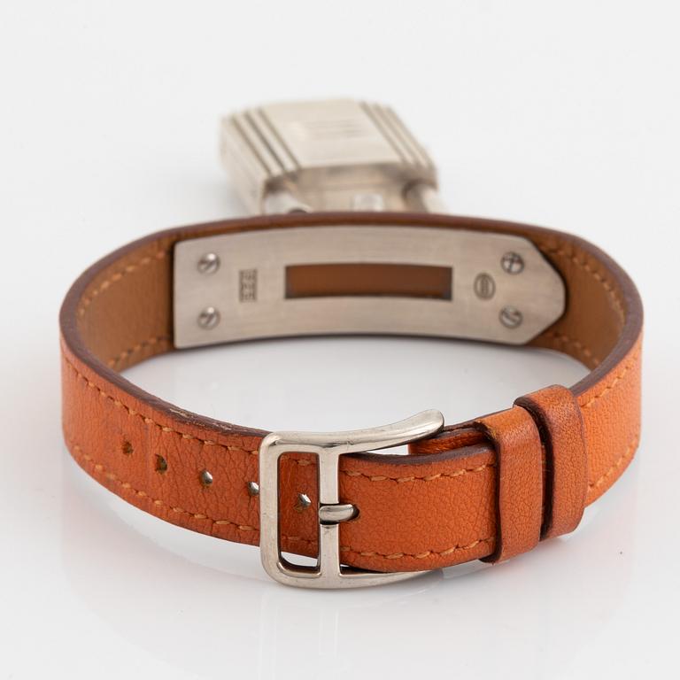 Hermès, Kelly Lock, "Silver Case", armbandsur, 20 x 20 (37,5) mm.