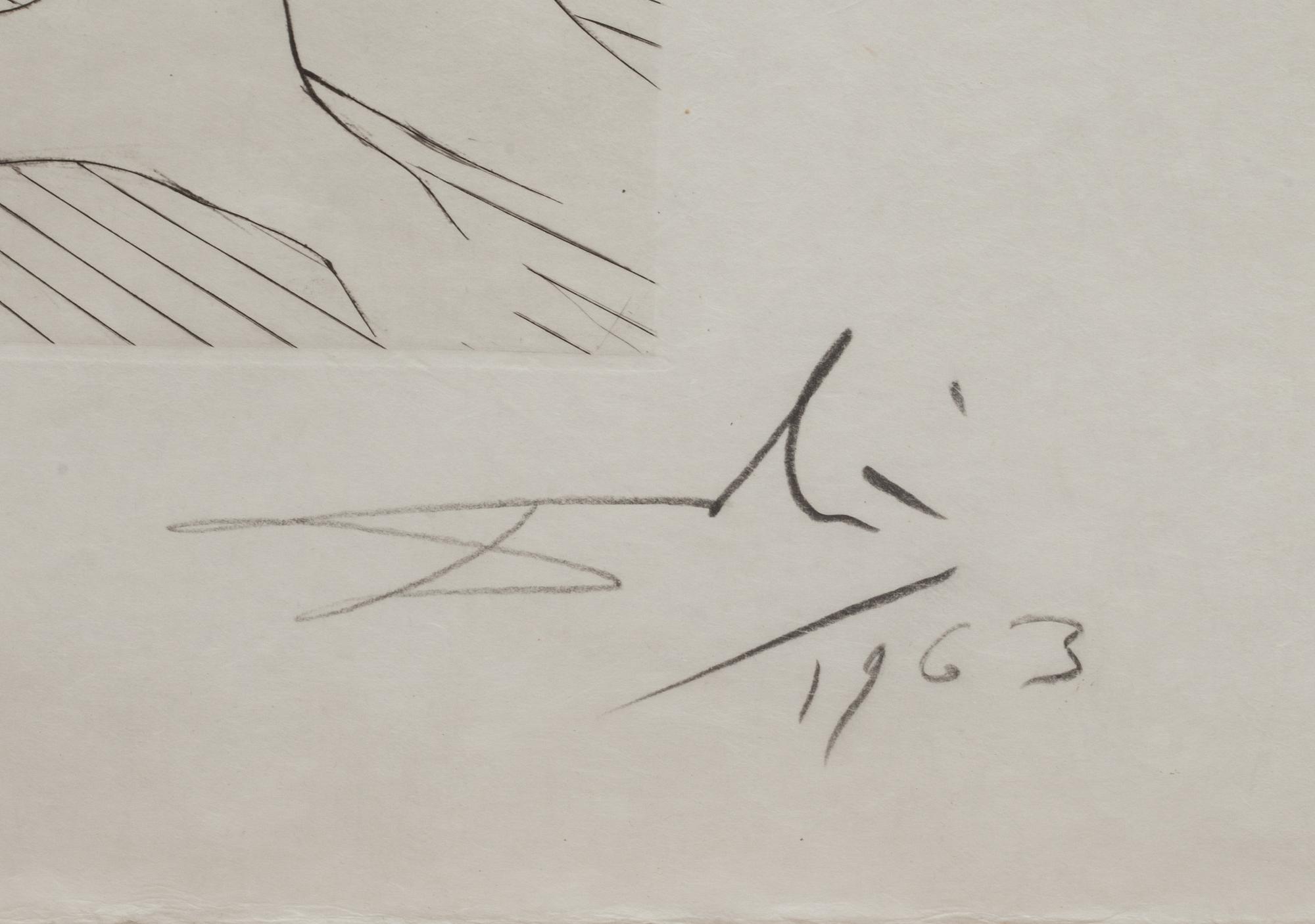 SALVADOR DALÍ, torrnål och heliogravyr på Japanpapper, signerad och numrerad IX/XX, daterad 1963.