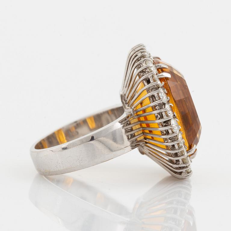 Citrine and brilliant cut diamond cocktail ring.