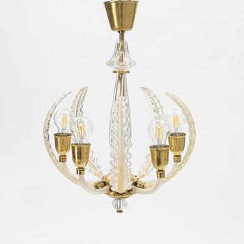 Fritz Kurz, a glass ceiling lamp, Orrefors, mid-20th Century.