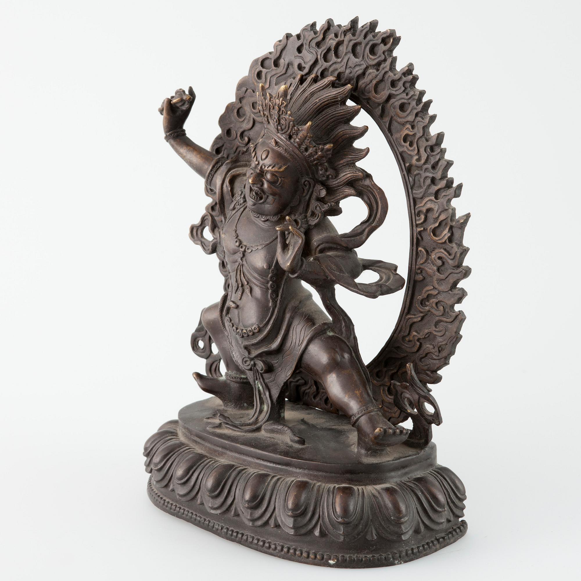 SKULPTUR, "Vajrapani", patinerad mässing, 1900-talets slut.