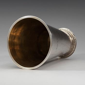A Swedish 18th century parcel-gilt beaker, marks of Johan Rudman, Gävle (1689-1727 (1734-)).