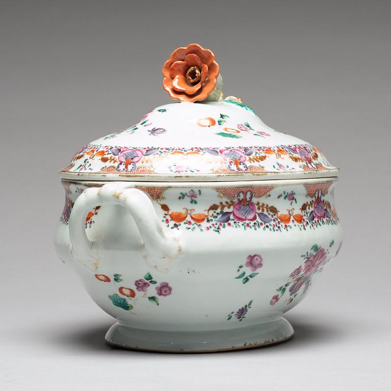 A famille rose tureen with cover, Qing dynasty, Qianlong (1736-95).