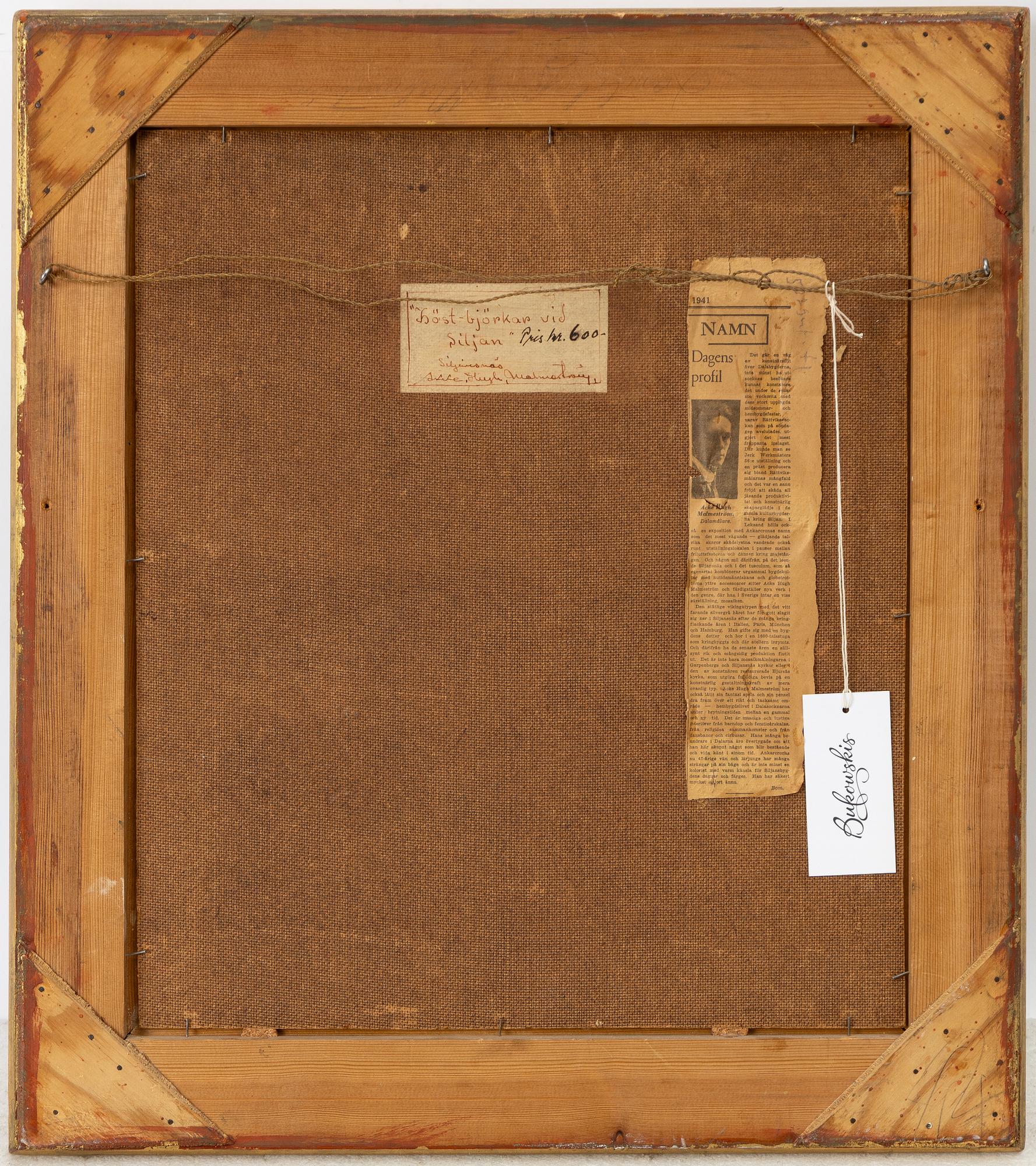 Akke Hugh Malmeström, "Höst-björkar vid Siljan" (Siljansnäs).