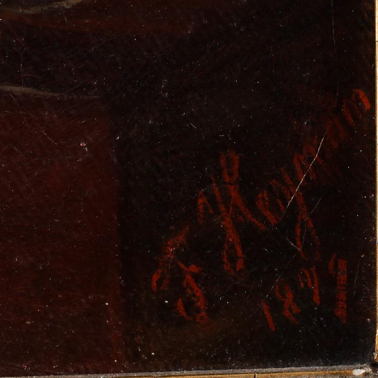 OKÄND KONSTNÄR, olja på duk, signerad F Hayman och daterad 1899.