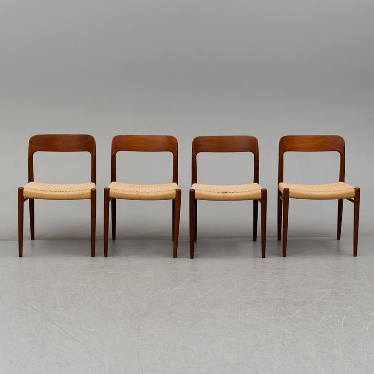 NIELS OLE MØLLER, a set of 4 1950's-/60's teak chairs.