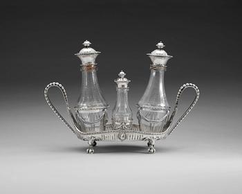 857. A Swedish 18th century silver cruet-stand, marks of Petter Eneroth 1787.