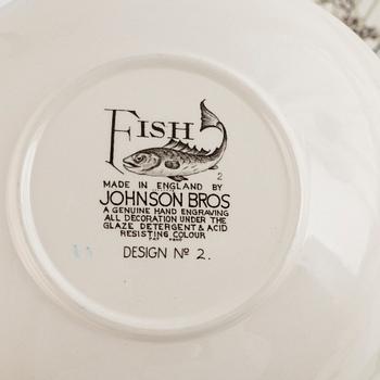 Fiskservis, 19 delar, flintgods, "Fish", Johnson Bros, England.