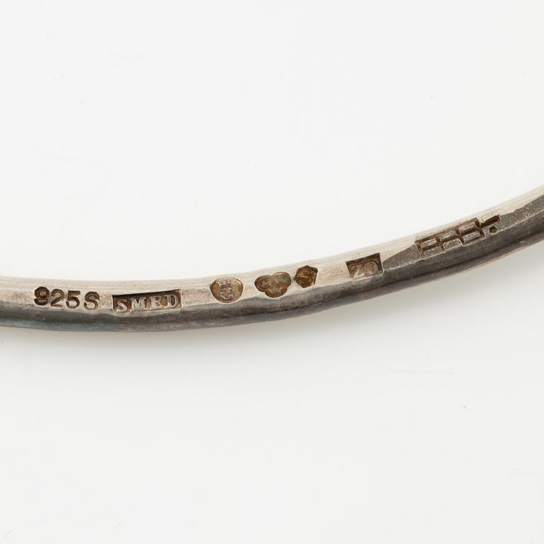 Lars Arby, pendant with neck ring, sterling silver with tourmalines, Gothenburg 1970 and 1974.