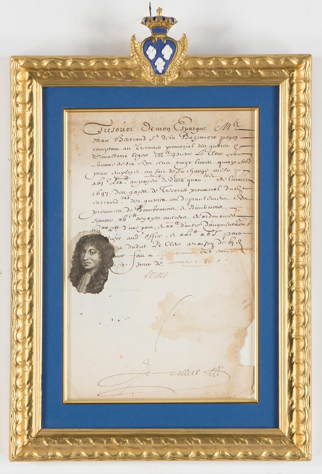 A document with signature, LOUIS XIV of France (1638-1715), dated September 1687?.
