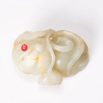 A nephrite sculpture of two lotusbuds, Qing dynasty.