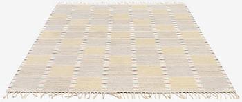 Barbro Nilsson, a 'Falurutan gul S' carpet, flat weave, c. 280 x 188 cm, signed AB MMF BN.