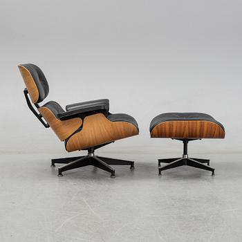 Charles and Ray Eames, a 'Lounge chair' and stool from Herman Miller, USA, 1960's.