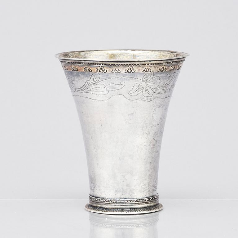 A Swedish 18th century parcel-gilt beaker, Carl Berg, Norrköping 1771, Sweden.