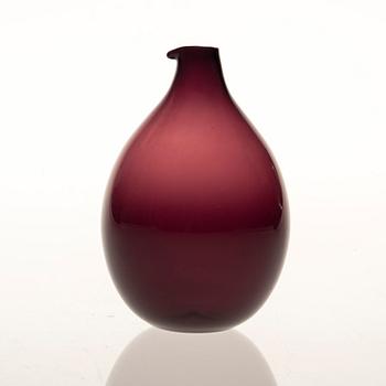 FLASKA, glas, "Fågelflaska", signerad T. Sarpaneva -2501, Iittala.