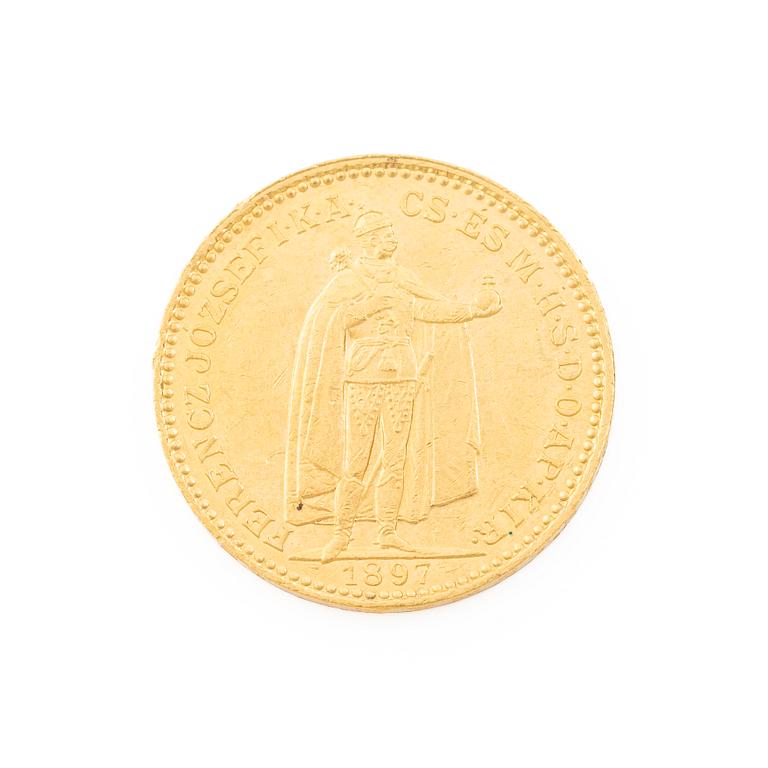 Gold coin, Hungary, 20 Korona, 1897.