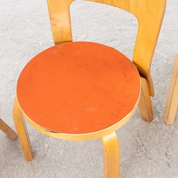Alvar Aalto, four birch modell 66 children's chairs, Artek, Finland.
