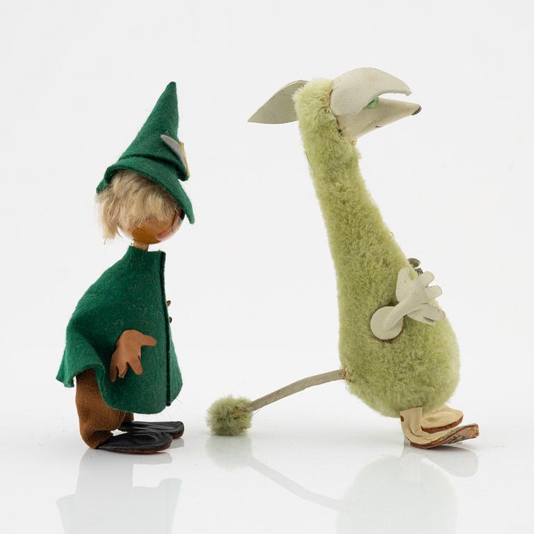 Atelier Fauni, Muminfigurer, 2 st, "Sniff" & "Smusmumriken", Finland, 1950-60-tal.