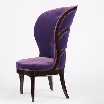 Uno Åhrén, a Swedish Grace black lacquered "Lady's armchair", Mobilia AB, Malmö ca 1925.