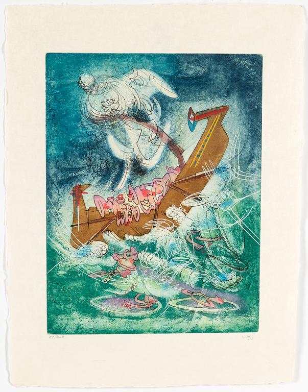 ROBERTO MATTA, 10 st, akvatintetsningar på japanpapper, "Home' Mére", signerade och numrerade 47/100.