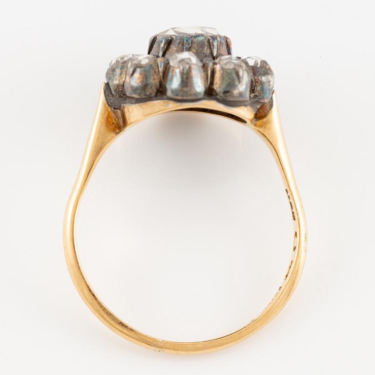 Ring, 18K gold and silver with rose-cut diamonds.