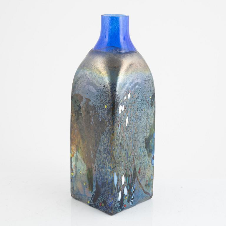 Bertil Vallien, a flask-shaped glass vase, Kosta Boda Atelier, Sweden.