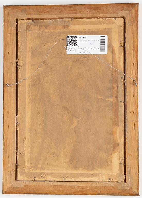 Einar Nerman, tusch med täckvitt, signerad.