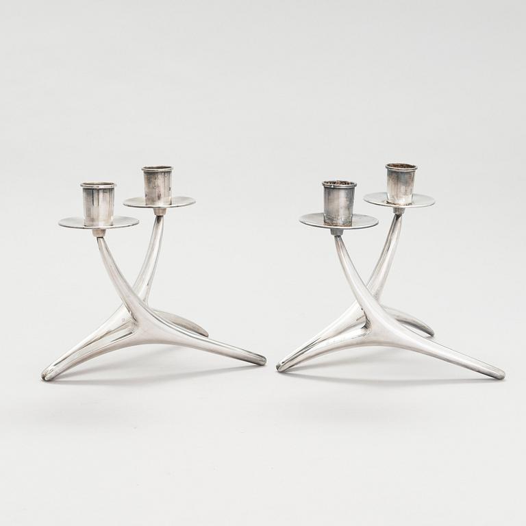 Anna-Greta Eker, two silver candlesticks, Auran Kultaseppä, Turku 1959.