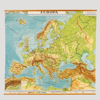 EUROPAKARTA, 1939, tryckt på papper, Bengtssons litografiska, Stockholm.