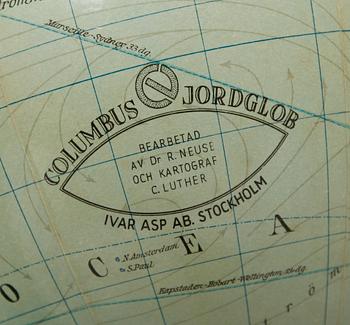 JORDGLOB, Columbus Jordglob efter Dr Neuse, 1900-talets mitt.