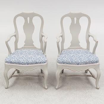 A pair of Rococo-style armchairs, early 20th century.